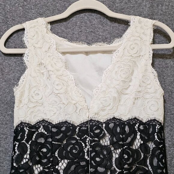 Adrianna Papell Sheath Dress Womens 4 Nylon‎ Blend Black White Lace Floral Mini - Picture 10 of 16